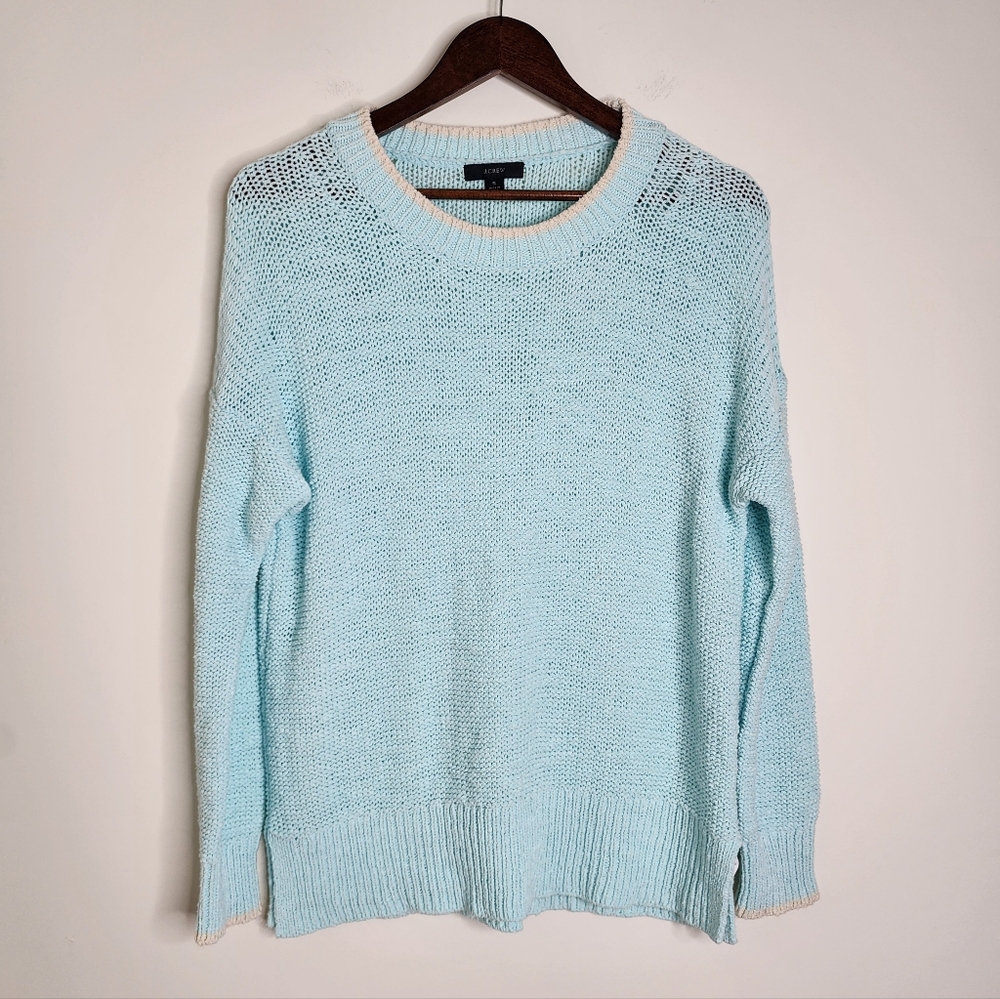 J. Crew Pastel Mint Women's Knit Cotton Blend Sweater Small Lightweight Coastal